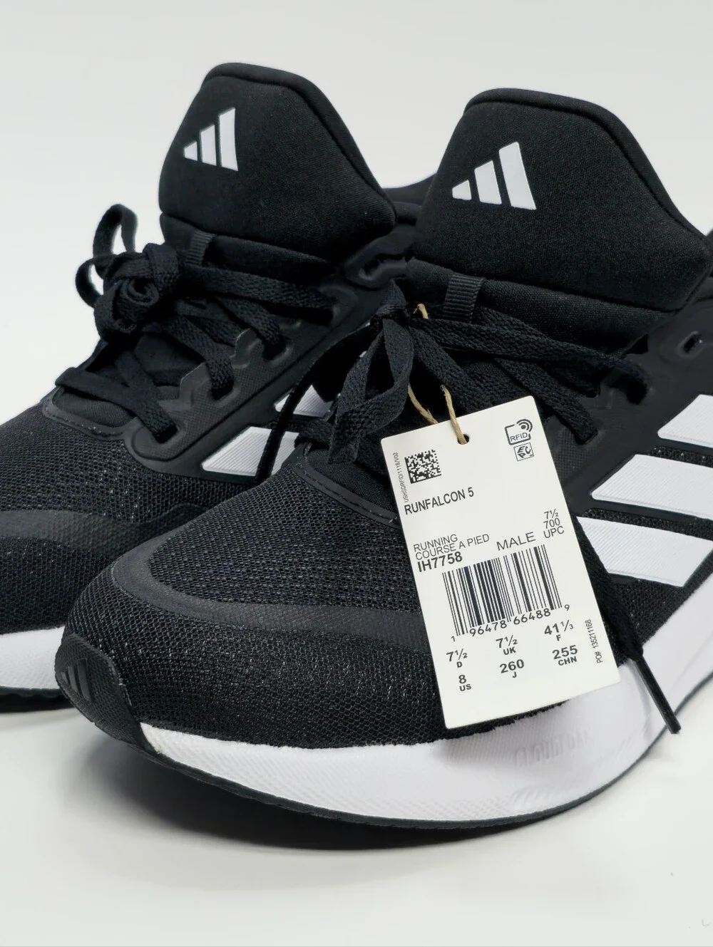 Adidas Runfalcon 5 Men’s Running Shoes Black White Size 8 NWT